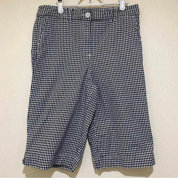 Womens Talbots Brand Bermuda Length Black and White Gingham Print Shorts Size 10 - Picture 4 of 14